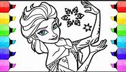 Elsa Frozen Disney Coloring Book Pages | How to Draw and Color Elsa Frozen Disney Paint Markers