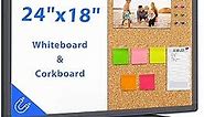 maxtek Combination White Board & Bulletin Cork Board 24 x 18 Whiteboard Magnetic, Combo Dry Erase Board with Black Aluminum Frame, 2' x 1.5' Hanging Message Board Wall Mounted for Homeschool Office