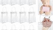 JOHOUSE 12PCS Clear Plastic Gift Bags, Thickened Treat Bags with Handles Durable Gift Wrap Bags Goodie Bags with Handle for Wedding Birthday Baby Shower Party Favor