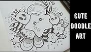 ✨Cute Doodle Art🌟 | Easy Step-by-Step Doodle | Doodle with me 👩🏻