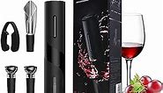 Electric Wine Opener Set TEBIKIN Automatic Wine Bottle Openers Cordless Battery Powered Corkscrew with Vacuum Wine Stoppers Wine Aerator Pourer Foil Cutter for Home Gift Party Valentine's Day