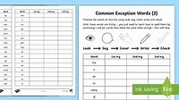 Year 1 Spelling Practice Common Exception Words Homework Worksheet