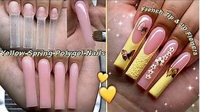 YELLOW SPRING POLYGEL NAILS✨ FRENCH TIP & 3D FLOWER DESIGN | Nail Tutorial