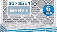 Aerostar 20x25x1 MERV 6 Pleated Air Filter, AC Furnace Air Filter, 6 Pack (Actual Size: 19 3/4"x24 3/4"x3/4")