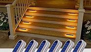 Solar Deck Lights, 6 Pack Waterproof LED Path Lights, Outdoor Solar Step Lights, Solar Powered Light Bar for Stairs, Driveway, Walkway, Pathway, Dock, Porch, Warm White