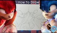 How to draw Knuckles VS Sonic Full outline Tutorial ||