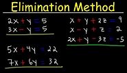 Elimination Method For Solving Systems of Linear Equations Using Addition and Multiplication, Algebr