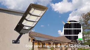 Solar Street Lights Outdoor, 300W Solar Parking Lot Lighting, 6500K LED Street Fixture Dusk to Dawn, Security Flood Lamps Waterproof IP67, Wide Angle Motion Sensor Lamp, for Yard (300W-2PC)