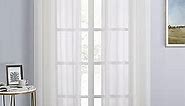 NICETOWN Sheer Curtains for Bedroom Windows 84 inch Length, Grommet Casual Voile Sheer with Light Filter Window Treatments for Nursery/Living Room, Beige, Set of 2, 54" Wide