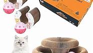 2PC Magic Organ Cat Scratching Board, Cat Toys, Interactive Scratch Pad Cat Toy with Toy Bell Ball, Stretchy Cat Accordion Toy for Kitty & Cat Lovers Gifts (2 Pack)