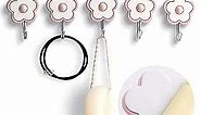 LilyBeauty [5 Pack] Cute Floret Utility Hooks Heavy Duty Up to 5 Pounds, Waterproof and Oil Proof. Hanging Key. Stick On Wall Kitchen Bathroom Ceiling Or Office Windows Hangers-Pink