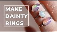 How to make DAINTY RINGS with cabochon gemstones! Making rings at home. Tutorial