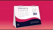 Happy New Year Calendar Design 2024 || Calendar Design 2024 || Vertex Graphic