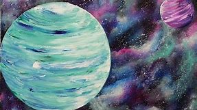 Nebula and Planets Step by Step Acrylic Painting on Canvas for Beginners