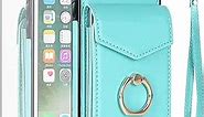 Asuwish Phone Case for iPhone 7/8/SE 2020/2022 Wallet Cover with Screen Protector and RFID Ring Card Holder Cell iPhone7 iPhone8 7s 8s i SE2020 SE2022 2/2nd/3/3rd Generation SE2 SE3 Women Men Teal