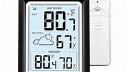 Indoor Outdoor Thermometer Wireless Weather Stations, Internal External Thermometer Hygrometer, Home Batteryoperated Temperature Humiditymonitors330 Feet (About 100 Meters) Backlight Display