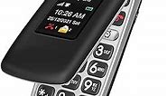 Easyfone Prime-A1 Pro 4G Easy-to-Use Flip Cell Phone, 2.4'' HD Display, Big Buttons, Clear Sound, Large Fonts, SOS Button, SIM Card Included, Dumbphone with 1500mAh Battery and a Charging Dock (Black)