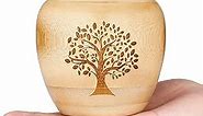 Small Urns for Human Ashes Adult Male Female,Small Keepsake Urns for Human Ashes Tree of Life Pattern Engraved,Memorial Cremation Urns for Human Ashes Adult Female Male Made of Bamboo