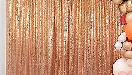 Sequin Backdrop 7FTx7FT Rose Gold Sequin Fabric Backdrop Drapes Sparkle Backdrop for Photoshoot Glitter Backdrop for Birthday Party Shimmer Backdrop Background