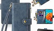 Antsturdy Samsung Galaxy Note 8 Wallet case with Card Holder for Women Men,Galaxy Note 8 Phone case RFID Blocking PU Leather Flip Shockproof Cover with Strap Zipper Credit Card Slots,Blue