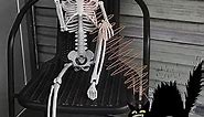Halloween Hanging Posable Skeleton - 3FT Halloween Prop Skull with LED Glowing Eyes and Creepy Shrilling Sound - Sound Activated Outdoor Halloween Decorations Skeleton Decoration