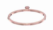 Michael Kors Rose Gold-Tone Steel & Pavé Padlock Hinged Bracelet