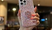 Case for iPhone 14 Pro Max Case Glitter Bling for Women Girls Sparkle Cover with Ring Stand Holder Cute Protective Phone Cases 6.7 inch (Pink)