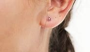 Kingsley Ryan sterling silver gem set 3 stone stud earrings in light pink | ASOS