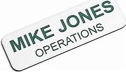 Custom Engraved Name Tag Badges – Personalized Identification with Pin or Magnetic Backing, 1 Inch x 3 Inches, White/Pine Green