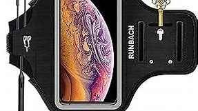 RUNBACH Armband for iPhone 15 Pro Max/15 Plus/iPhone 14 Pro Max/14 Plus/13 Pro Max/12 Pro Max/11 Pro Max/iPhone Xs Max,Sweatproof Running Exercise Armband with Card Slot for iPhone Max (Black)