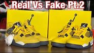 Air Jordan 4 Lightning Real Vs Fake Pt .2 with Blacklight and weight comparisons