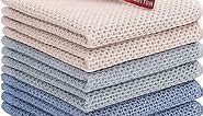 Mordimy Cotton Kitchen Dish Cloths, 6 Pack Super Absorbent and Lint Free Waffle Weave Dish Towels, Fast Drying Dish Rags for Washing Dishes, 12 x 12 Inch, Mixed Color