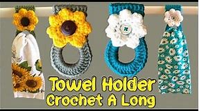 CROCHET TOWEL HOLDER WITH FLOWER