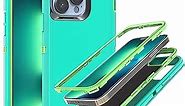 YmhxcY for iPhone 13 Pro Case Shockproof Dropproof Dust-Proof Drop Proof 3-Layer Durable Phone Case Heavy Duty Protection Case Cover for iPhone 13 Pro 6.1“-Aqua Blue and Lime Green