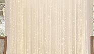 Champagne Tulle Backdrop Curtain with Lights String for Parites Wedding 10x8ft Champagne Sheer Bridal Shower Baby Shower Birthday Photo Booth Props Backdrop Curtains Decorations 2 Panels 5×8ft