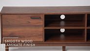 Welwick Designs 70 in. Coastal Oak Wood Modern 2-Door Storage TV Stand Fits TVs up to 80 in. HD9818