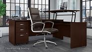 Bush Business Furniture Series C Right Handed L Shaped Desk with Mobile File Cabinet in Hansen Cherry, Corner Computer Table for Home or Professional Office
