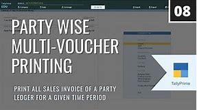 How to Print Multi Sales Invoice of a Ledger in Tally Prime | Party Wise Multi Voucher Printing