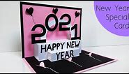 Happy new year card 2021 | how to make new year greeting card | new year card making handmade easy