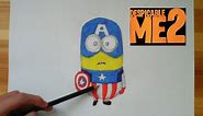 How To Draw Minion Captain Americain - despicable me 2