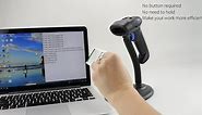 Wireless 1D 2D Barcode Scanner with Stand, NetumScan Portable Automatic QR Code Scanner Supports Screen Scan Handheld CMOS Image Bar Code Reader with USB Receiver for Warehouse POS and Computer