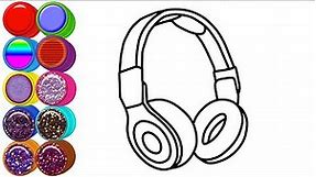 Headphone coloring and drawing Coloring Pages Learn Colors - Mirza Colors Kids