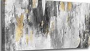 SOUGUAN Canvas Wall Art Gold Abstract Art Living Room Decor 30"x 60" Black and Grey Artwork Office Decor Large Paintings for Bedroom Home Decoration