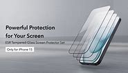 ESR 3 Pack for iPhone 15 Screen Protector, 3 Tempered-Glass Screen Protector, 2.5D Curved Edges, Full-Coverage Military-Grade Protection, Scratch Resistant