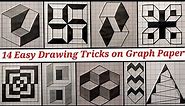 14 Easy Drawing Tricks on Graph Paper | #3Ddrawing #Opticalillusions on Graph Paper | Ashar 2M