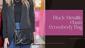 Black Metallic Chain Crossbody Bag