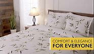 Chanasya Premium Layered Leaf Duvet Cover Set - Duvet Cover (104” x 90”) & 2 Pillow Shams (20” x 36”) - 3-Piece Set, King Size, Gray Creme