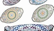 Dinner Plates Set of 4, 10 Inch Ceramic Plates, Microwave, Oven and Dishwasher Safe, Colorful Bohemian Style Dishes for Kitchen