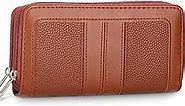 Couture Gems Brown Wallet Womens Clutch Wallet for Women DOUBLE ZIPPER Wallet Phone Vegan Leather Clutch Purses For Woman Handbags Large Capacity