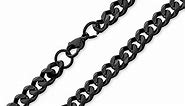 Curb Cuban Chain 7MM Necklace Black Silver Gold Plated